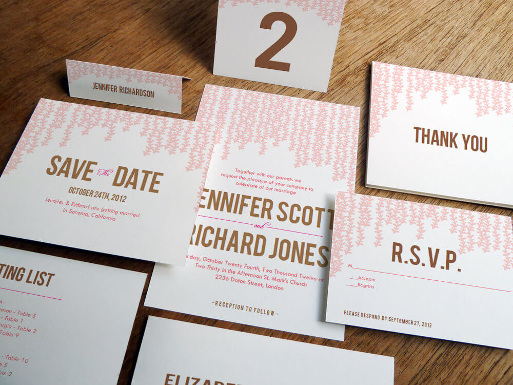 custom branded and printed wedding invitation stationery